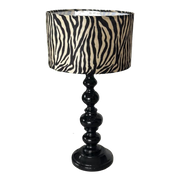 Vintage Zwarte Tafellamp Met Zebra Kap Bohemian Boho