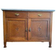 Vintage Eiken Dressoir/Commode Met Marmeren Blad