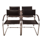 Set Van 4 Zwarte Mart Stam Stijl Armstoelen Gebogen Leuningen