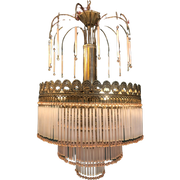 Italiaanse Opaliserende Hollywood Vintage Regency Hanglamp Met Opaal Roze Kralen