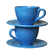 Set Of Two Baby Blue Ceramic Cups & Saucers