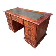 Klassiek Bureau, Schrijftafel Met Ingelegd Leer