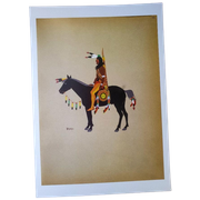 Kiowa Krijger Te Paard Stephen Mopope A4 Poster