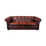 Waanzinnige Rode Rundleren Chesterfield Bank, 2,5 Zits