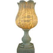 Grote Sfeervolle Franse Albast Marmeren Tafellamp, Tulp