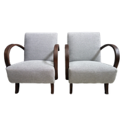 Jindřich Halabala Art-Deco Chairs Model H-227 In Grey