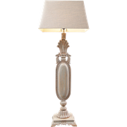 Zeer Decoratieve Grote Houten Vloerlamp Of Tafellamp