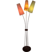 Vintage Vloerlamp Met Drie Sissal Kappen Duitsland 60 Jaren