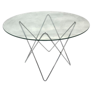 Vintage Tafel Chrome En Glas Minimalistisch Design Jaren 70