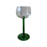 Set Van 6 Feestelijke Wijn (Elzas , Rijn) Glazen, Met Mooie Simpele Groene Voet | Kerst