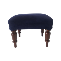 * Klassiek Voetenbankje Donkerblauw Poefje Vintagw Poef