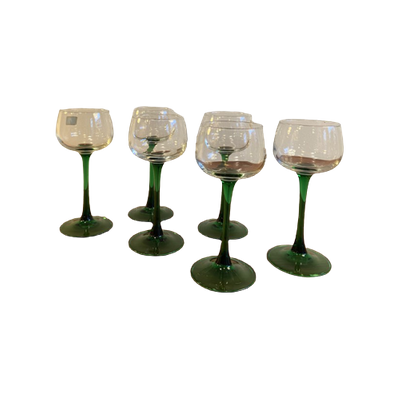 Set Van 6 Luminarc Wijnglazen Met Groene Voet Servies Reliving