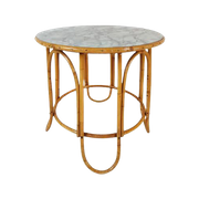 Vintage Rotan Salontafel | Bijzettafel Rotan Marmerlook