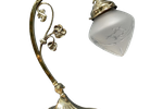 Messing Art Nouveau Bureaulamp Met Geslepen Glazen Kap