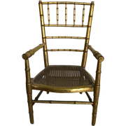 Antieke Franse Vergulde Kinderstoel