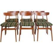 6 Vintage Farstrup Eettafel Stoelen | Dining Chairs Green