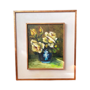 Olieverfschilderij Stilleven Bloemen Gouden Lijst 65X57 Cm