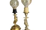 Vintage Tafellamp, Lamp, Messing Goudkleurig Reiger