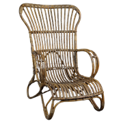 Gepatineerde Rotan Belse 8 Fauteuil Met Hoge Rug, Dutch Design, 1950