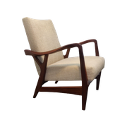 Massive Teak Organic Shaped Lounge Chair By Topform, 1950S. Two Pieces Available.