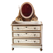 Frans Brocante Antieke Ladenkast Met Ovale Spiegel