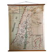 Vintage Schoolkaart Palestina, Firma P. Noordhoff Groningen, Door Prof. Dr. A. M. Brouwer