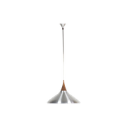 Jaren 60 Metalen Hanglamp Met Teak Van Lidokov