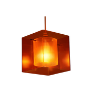 Schitterende Oranje Hanglamp Van Acrylaat Welp | Jaren 70 Lamp - Vintage Verlichting