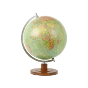Vintage Wereldbol Eiken Basis Globe Terrestre Dr Arthur Krause Jaren 50