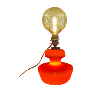 Space Age Tafellamp, Opaline Glas Oranje Jaren 60-70 Design Lamp. Twee Lichtbronnen!