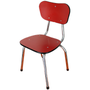 Leuke Kinderstoel In Formica En Chroom - Rood/Zwart - Jaren 70 -