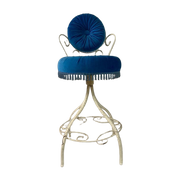 Vintage Vanity Chair / Barok Blauw Stoeltje / Kruk