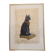 Kunstwerk Bastet Op Papyrus