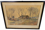 Joop Nijmeijer (1941-2017) - Aquarel - 'Gezicht Te Mantinge Drenthe' - 2E Kwart 20E Eeuw