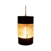 Vintage Glazen Hanglamp Jaren 60, Ribbelglas Japandi Lamp