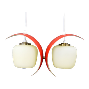 Prachtige Rode Paar Midcentury Hanger - Bent Karlby Stijl | 1950S Lamp Scandinavisch Design