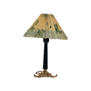 Bronzen Tafellamp Met Plisse Lampenkap