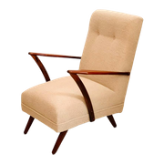Vintage Fauteuil Jaren 60 Teak Boucle