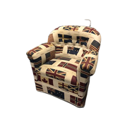 Vintage Fauteuil / Loungestoel Linnen Vlaggen Jaren 50
