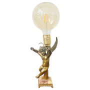Barok Engel Tafellamp Messing Marmer Vintage