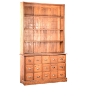 Vintage Apothekerskast | Oude Eiken Apotheek Vitrinekast| Brocante Apothekerskast