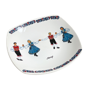 Vierkante Vintage Figgjo Flint Schaal / Serveerschaal, Hardanger Dancers Norge
