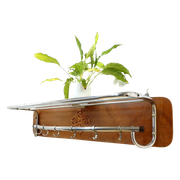 Retro Vintage Kapstok Chroom Hout Jaren 60