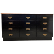 Brocante Zwarte Ladekast / Dressoir / Tvmeubel