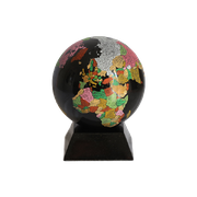 Vintage Skulptuur Prachtige Globe En Sokkel Van Zwart Graniet.