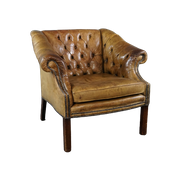 Verbluffende Oude Chesterfield Fauteuil Vol Patina