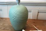 Set Vintage Pastel Groene (Mint) Tafel Lamp Geproduceerd Door (Massive) Van Gedraaid Keramiek