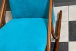 Ton / Thonet Arm Less Rocking Chair In Blue Velvet Upholstery