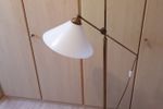 Vintage - Vloerlamp - Leeslamp - Koper- Kap Van Melkglas/Opaline