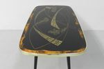 Vintage Salontafel Met Glazen Blad En Schuine Poten